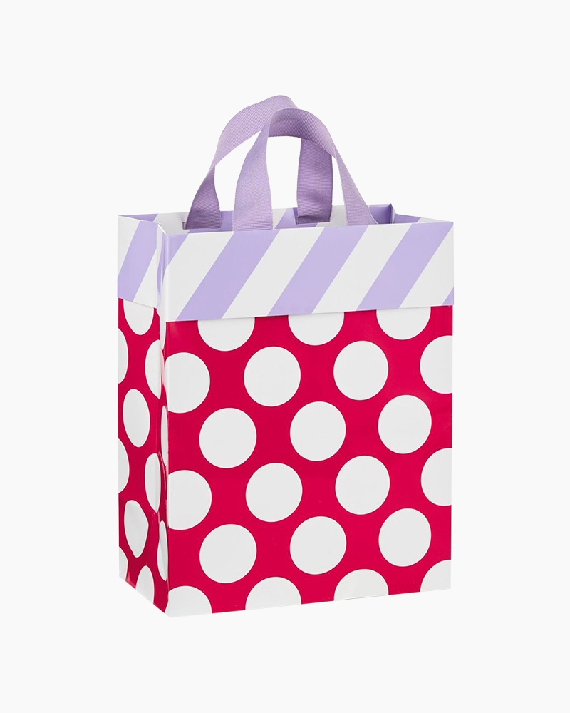 pink and white striped gift bags