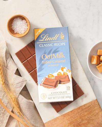 Lindt CLASSIC RECIPE Oat Milk Salted Caramel Chocolate Bar, 3.5 oz.