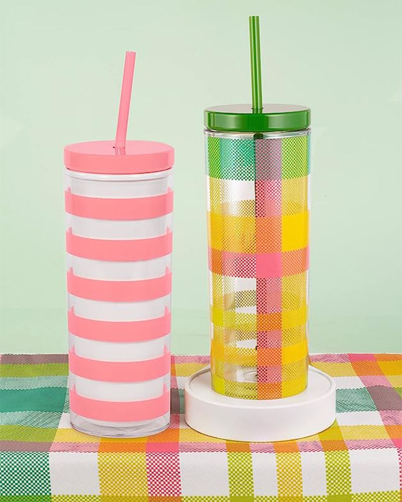 Kate Spade New York Insulated Initial Tumbler with Reusable  Straw, 20 Ounce Acrylic Travel Cup with Lid, A (Navy Blue): Tumblers &  Water Glasses