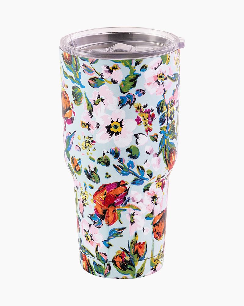 Vera Bradley Cold Drink Tumbler Plastic Floral Cup Lid Straw