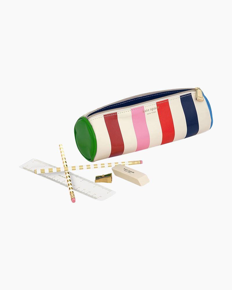 Kate Spade New York Pencil Pouch Including 2 Pencils, Sharpener, Eraser,  and Ruler, Zipper Pouch for Organizing Office Supplies