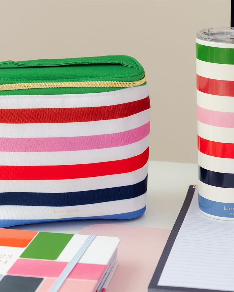 Kate Spade Pencil Pouch Candy Stripe Cosmetic Case Travel Colorful