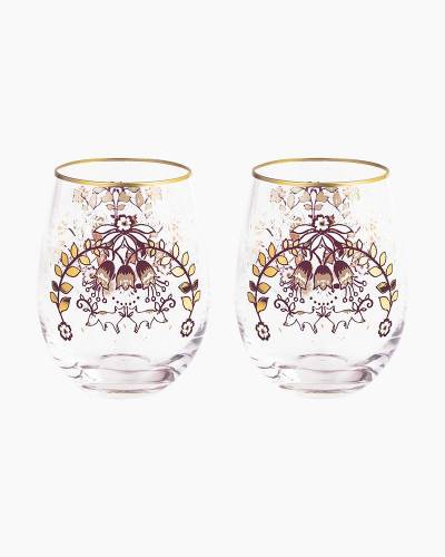 Vera Bradley Stemless Wine Glass Set in Enchantment Neutral