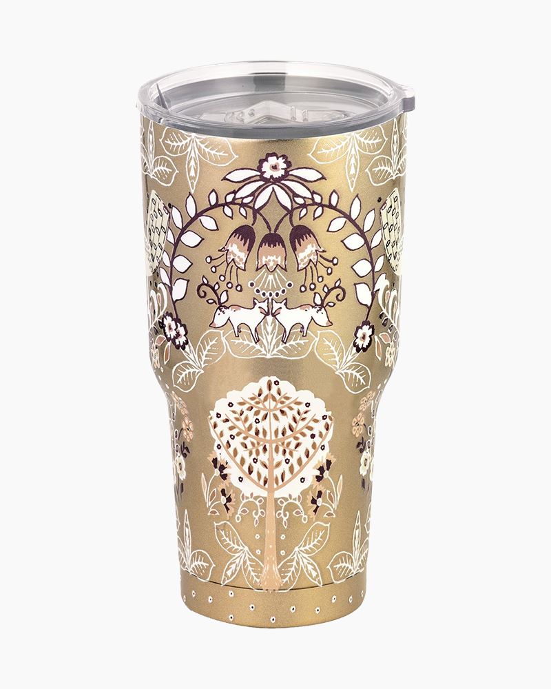 Vera Bradley Double Wall Tumbler with Straw in Enchantment Neutral