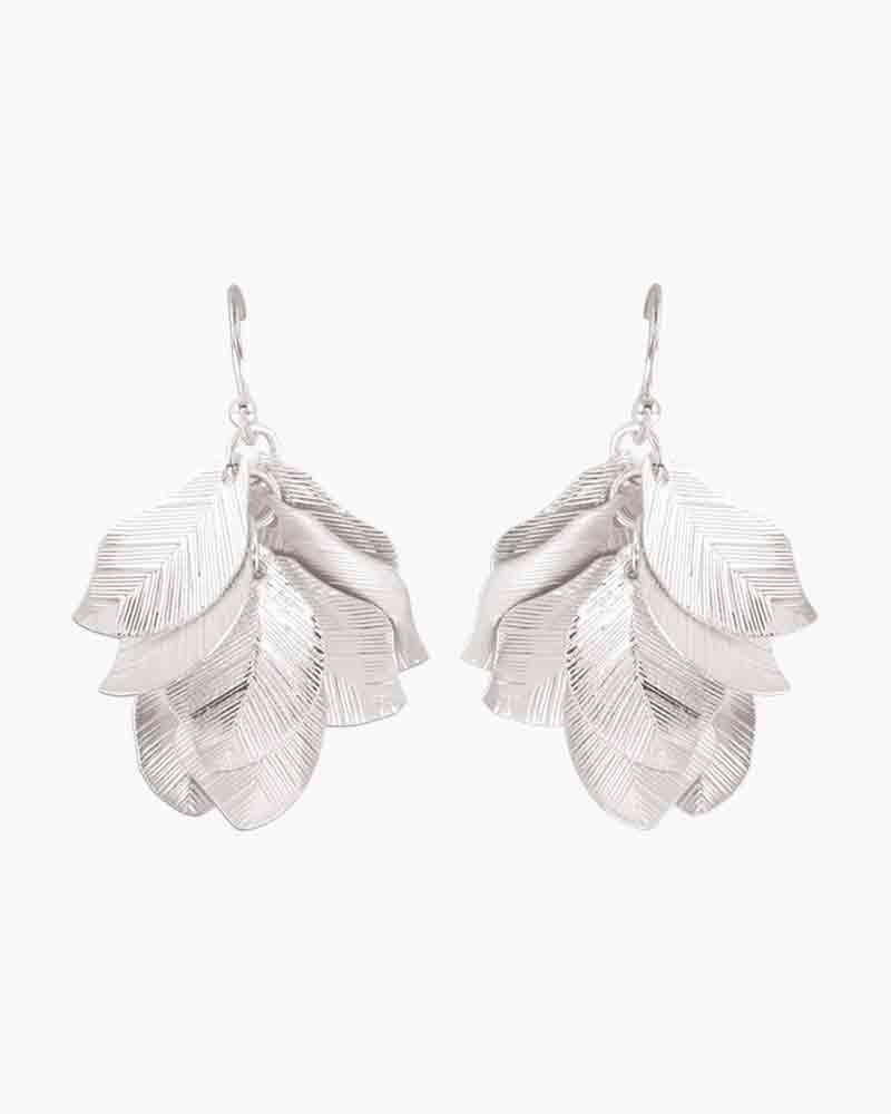 Silver Leaf Drop Earrings | Gem Cluster Silver Earrings | Nature 2024 Earrings