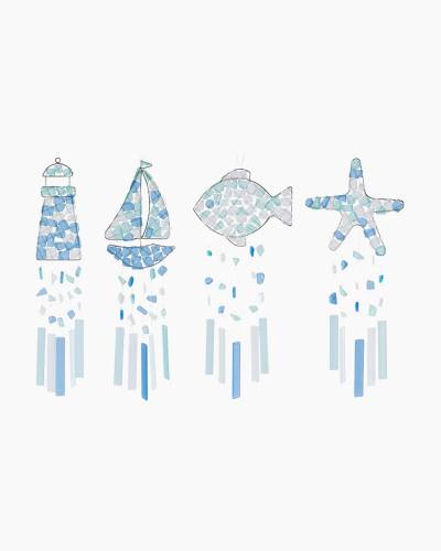 Led Wind Chime Light Sea Glass for Crafts with Holes for Wind