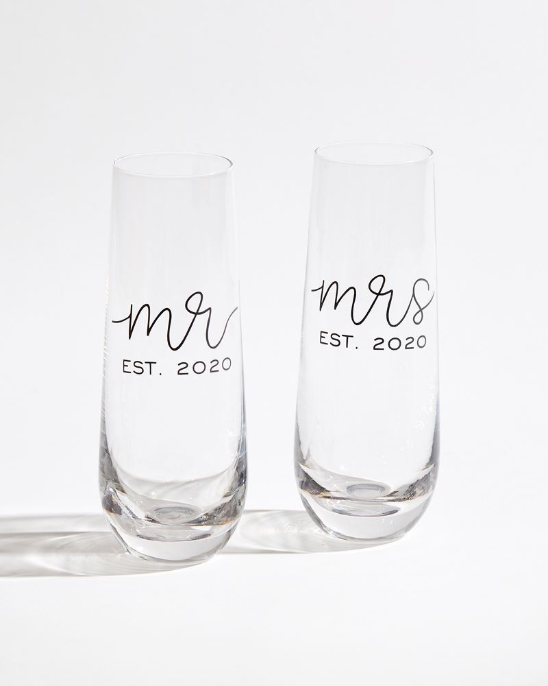 Mud Pie Mr & Mrs Champagne Flute Set