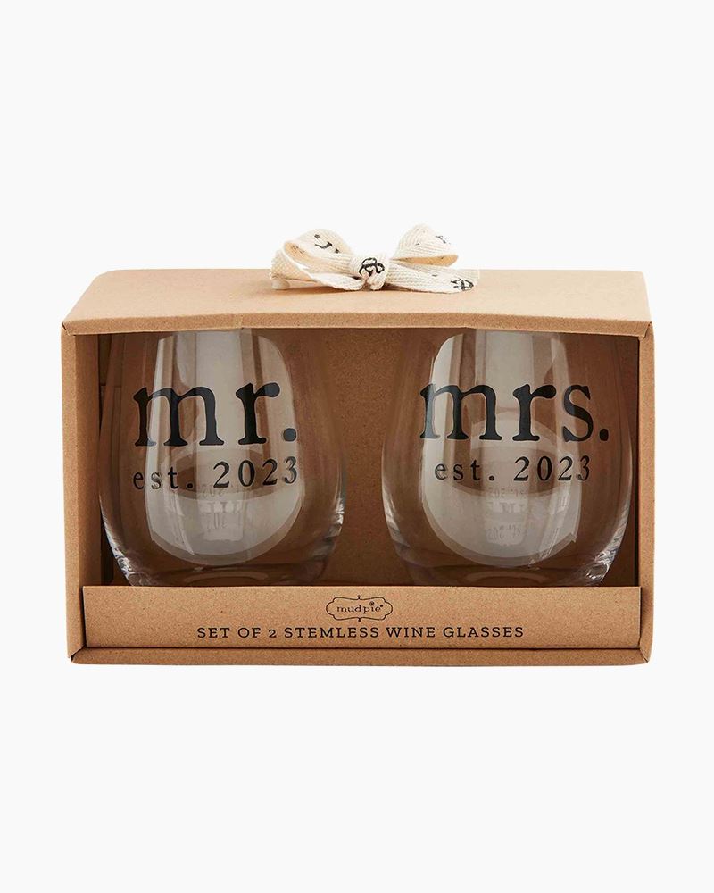 Mr. & Mrs. - Insulated Stainless Steel Stemless Wine Glass Set