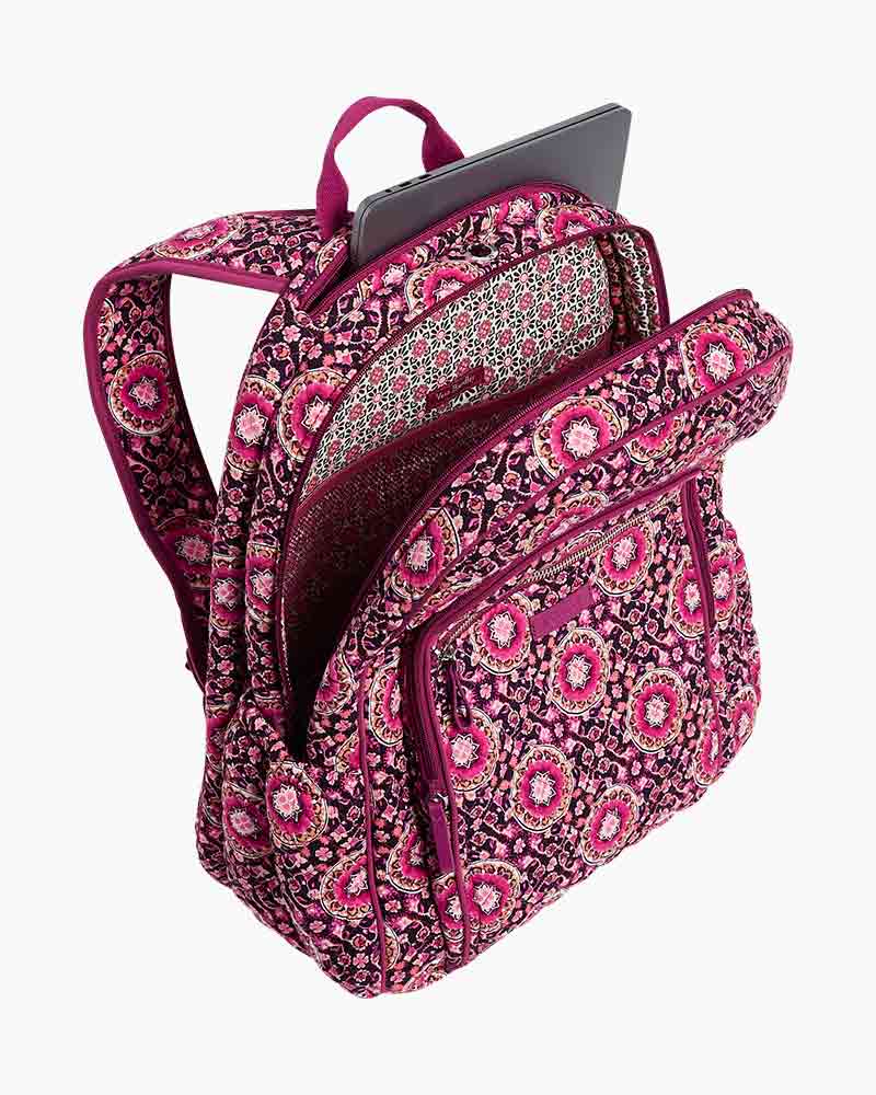 iconic campus backpack in raspberry medallion