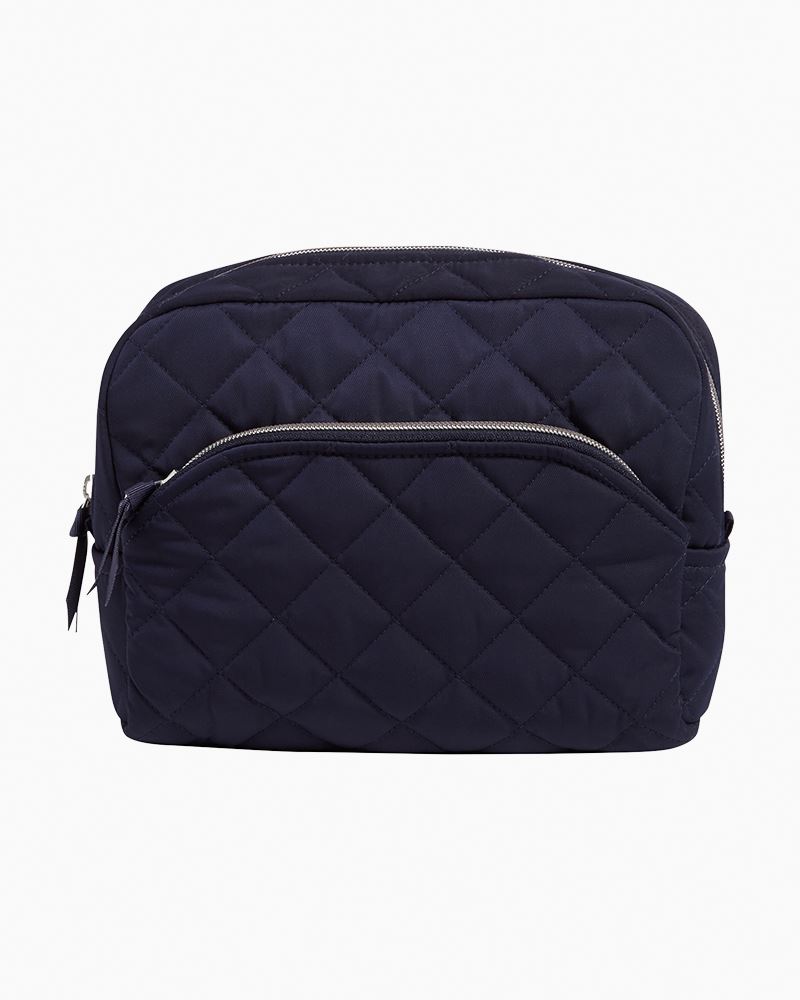 large cosmetic pouch in quilted leather