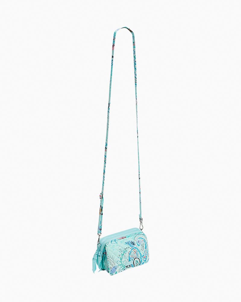 Vera Bradley, Bags, Vera Bradley Rfid Small Convertible Crossbody Bag  Paisley Wave Blue Waist Bag