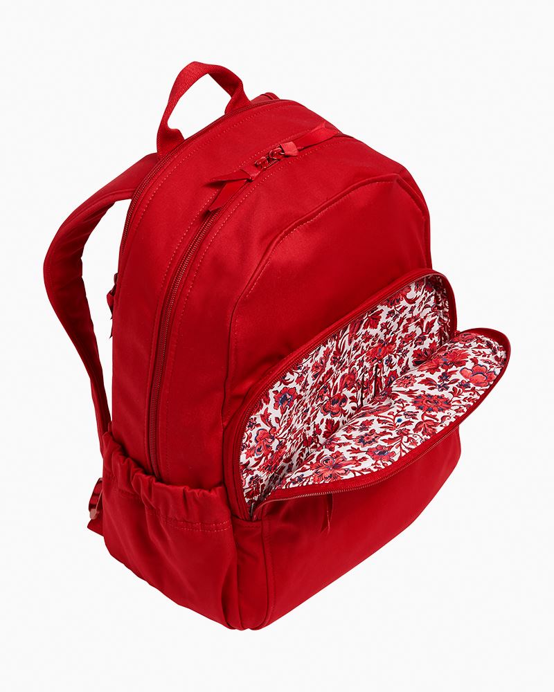 Vera Bradley - Chenille Beanie in Navy Berry:  Campus  Backpack in Stained Glass Medallion:  Sporty Fleece  Pullover in Nordic Stripe Multi:  Utility Backpack in  Cardinal Red