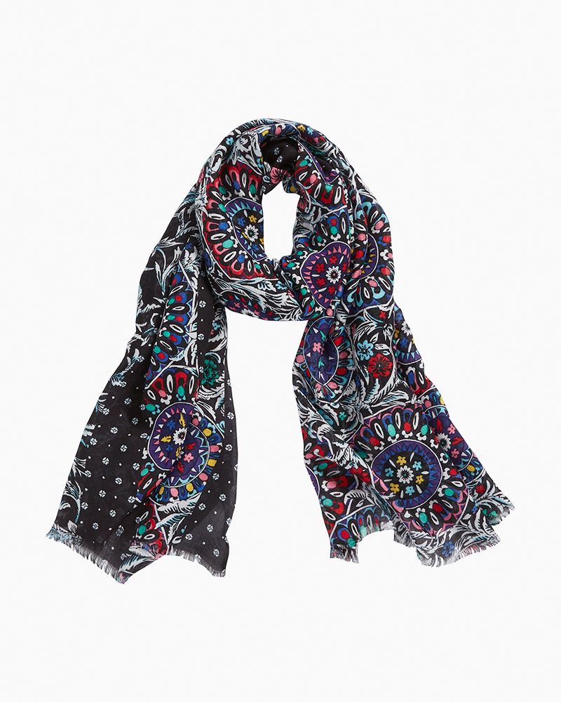 Vera Bradley - Soft Fringe Scarf in Stained Glass Medallion:   Plaid Blanket Scarf in Ribbons Plaid