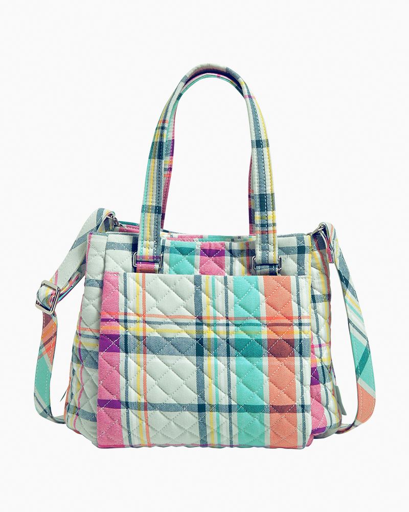 VERA BRADLEY MULTI COMPARTMENT MINI CROSSBODY BAG PASTEL PLAID QUILT $80. factory VERA