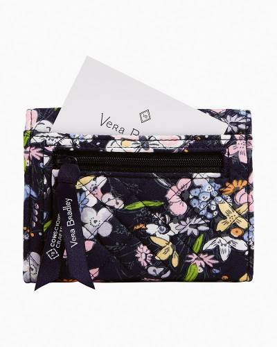 Vera Bradley : RFID Riley Compact Wallet in Bloom Boom Navy