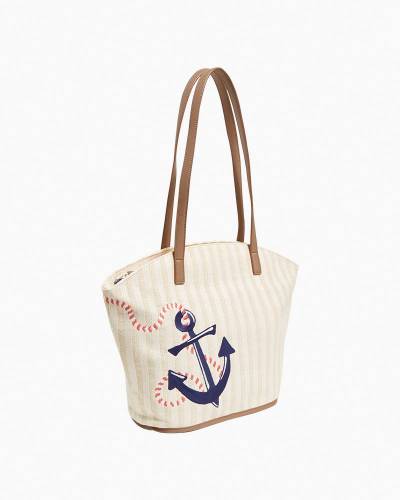 Vera Bradley offers NEW Straw Tote Bag ~ Regatta Anchor Cream & Navy Nautical Purse