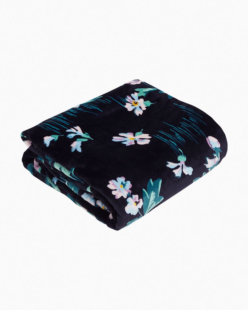 Vera Bradley Plush Throw Blanket in Blooms and Branches Navy