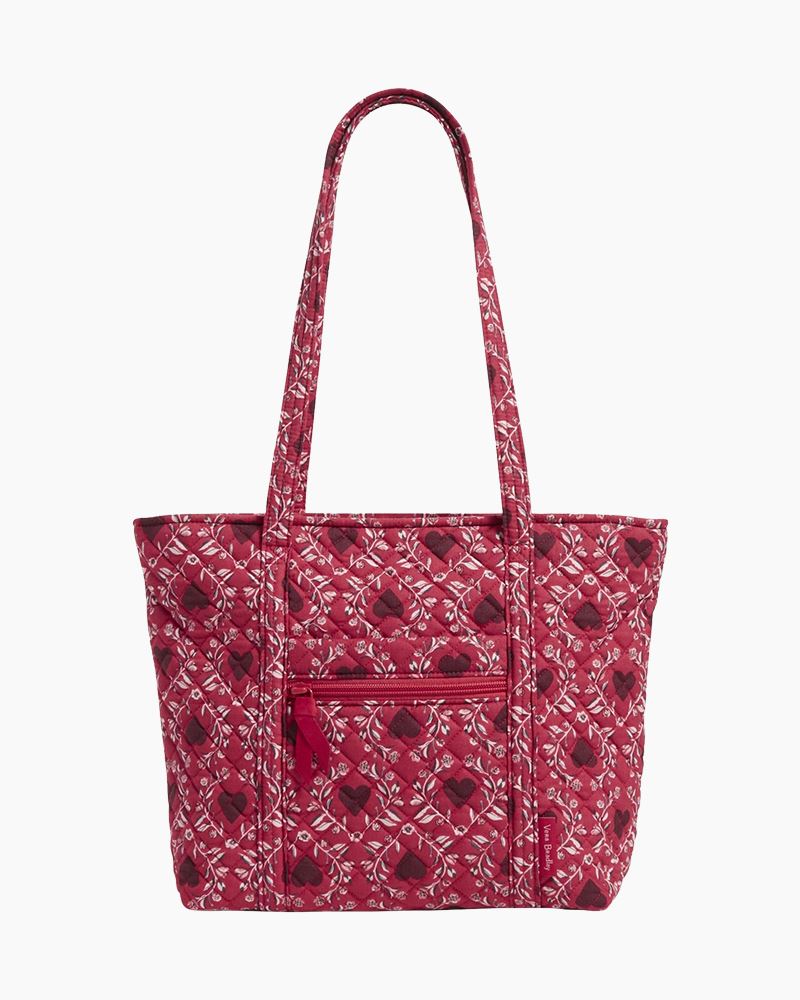 Vera Bradley Iconic Vera hot Tote Rare Desirable Heart Design Zip Top Pockets NEW