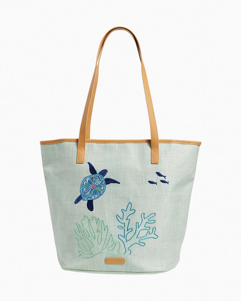 Vera Bradley Straw Bucket Tote Bag in Turtle Dream | The Paper Store