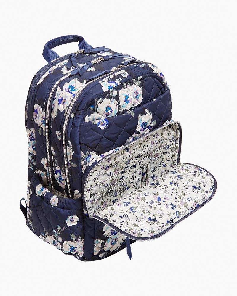 Campus Backpack XL Vera Bradley Blue Navy flower carry-on outlet travel overnight