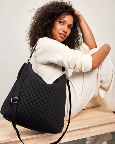 Vera Bradley Oversize Hobo Shoulder Bag in Black | The Paper Store