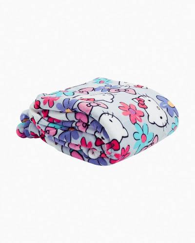 Vera Bradley Plush Throw Blanket with Pom-Poms in Hello Kitty Bows