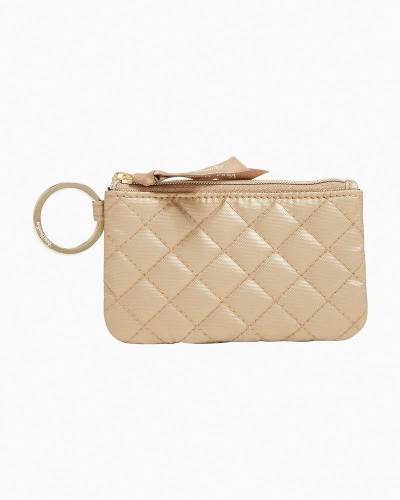 NEW CHANEL ROUND COIN WALLET IN GREEN QUILTED CAVIAR LEATHER CLIP