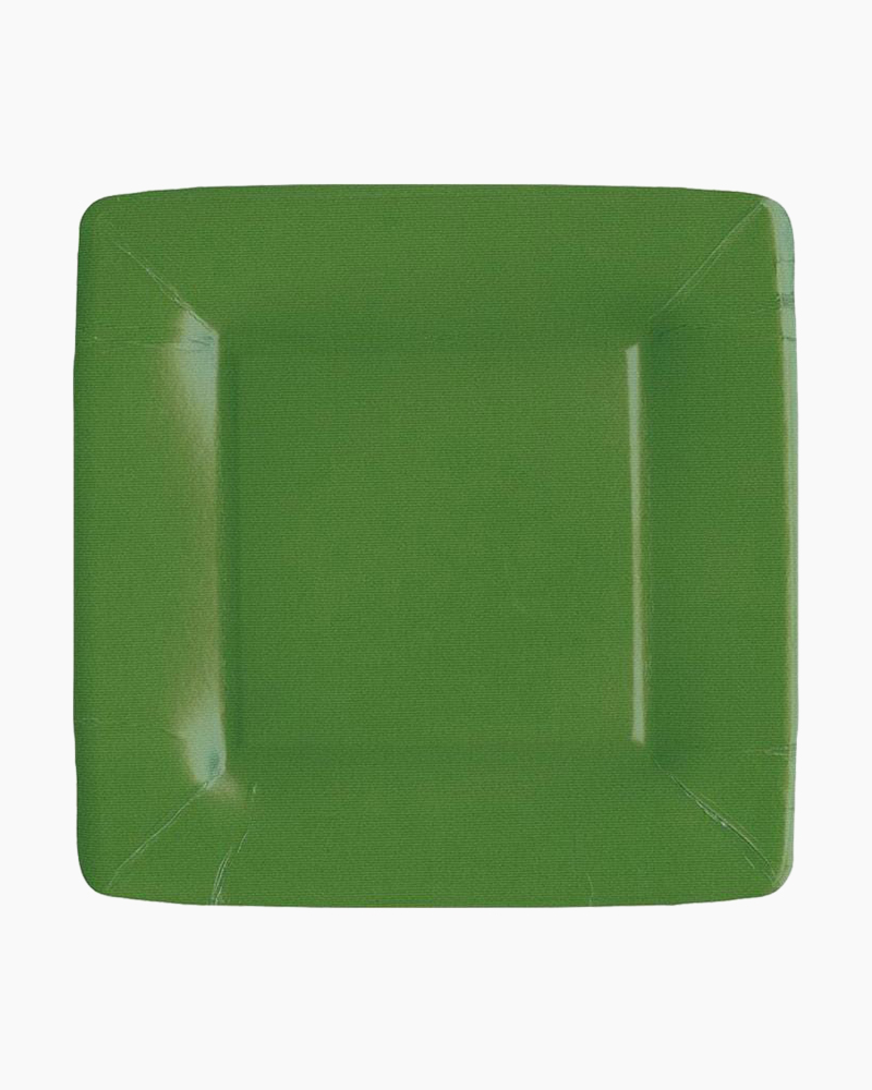 Caspari Square Paper Dinner Plates, Green Spots