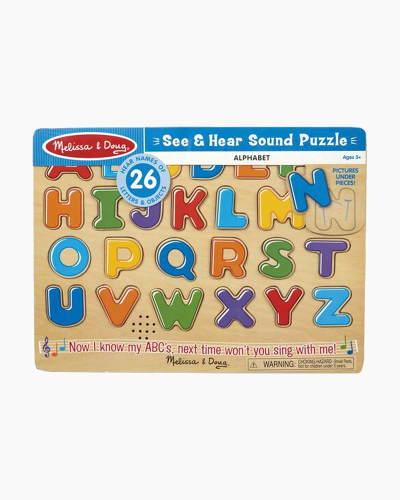 Melissa & Doug Wooden Alphabet Sound Puzzle - Wooden Puzzle With Sound  Effects (26 pcs)