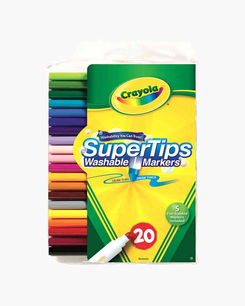 Crayola Washable Super Tips Markers, Assorted, 20/Set, 50/Set Watercolor  Children Painting Writing Art Supplies