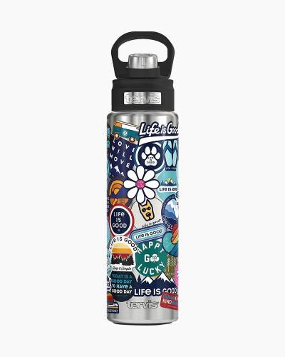 LIFE IS GOOD 50 oz STAINLESS STEEL THERMOS/WATER BOTTLE LIG STICKER  COLLAGE