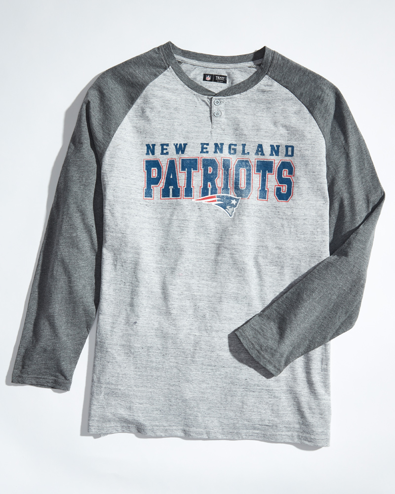 New England Patriots T-Shirt Men's 2XLT Gray Blue Long Sleeve NFL New