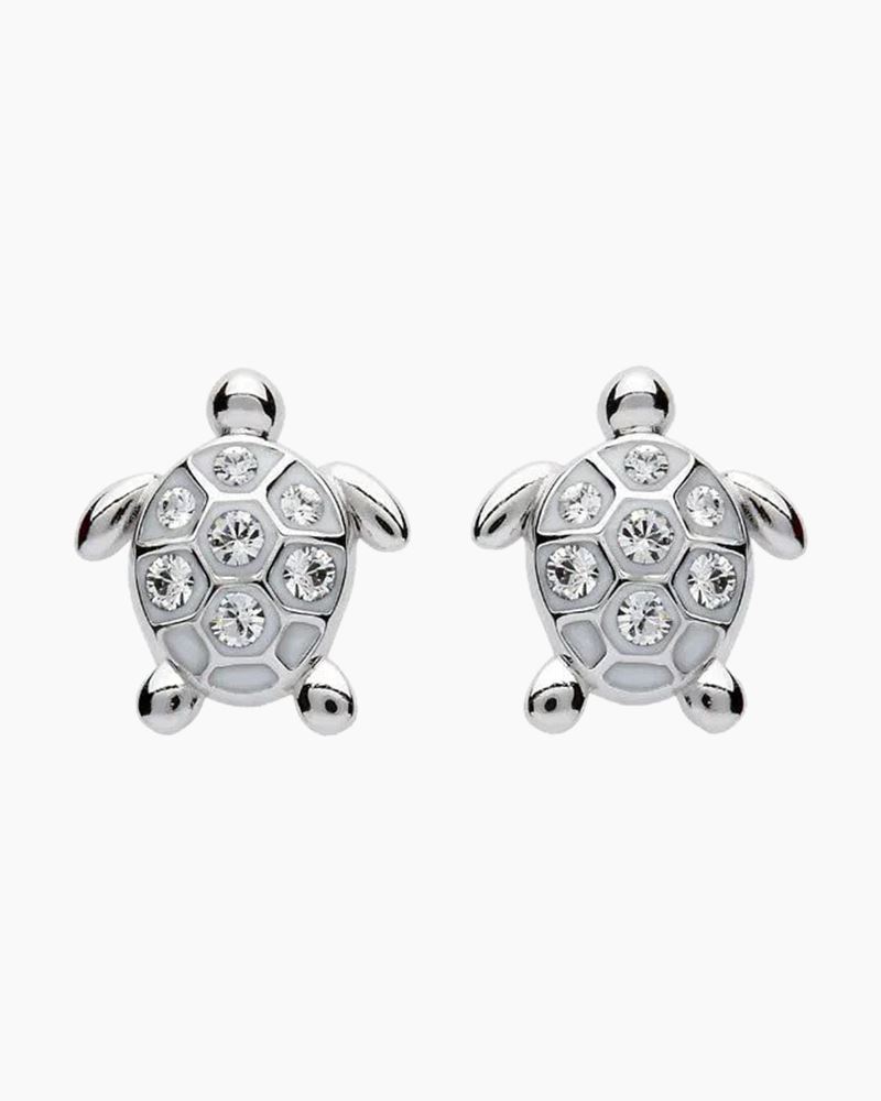 silver turtle earrings