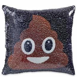 sequin poop emoji pillow