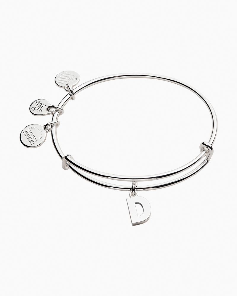 Alex and Ani Initial Charm Bangle Bracelet, Letter H - Shiny Silver Finish