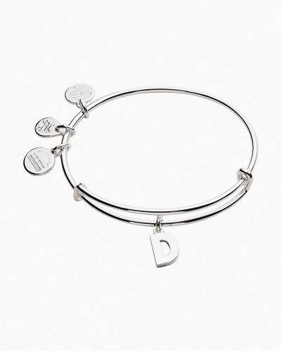 Alex and Ani Initial R Charm Bangle Bracelet in Shiny Silver