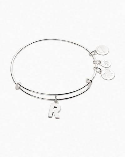 Alex and Ani Initial Charm Bangle Bracelet, Letter H - Shiny Silver Finish