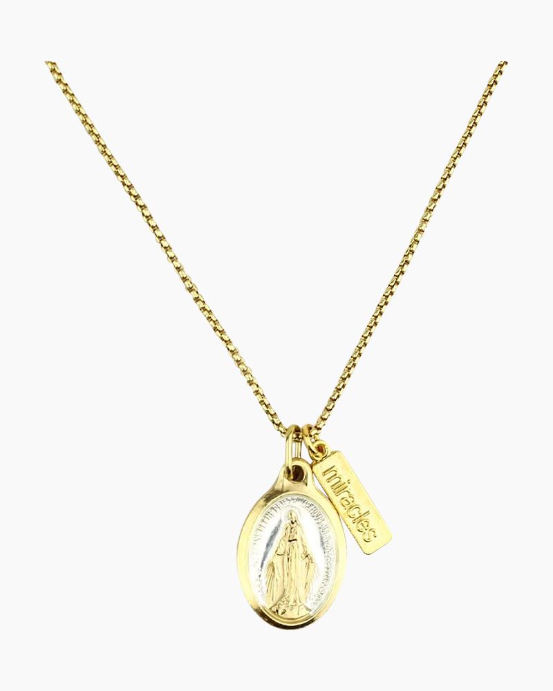 My Saint My Hero Hail Mary Morse Code Rope Necklace - Aqua/Silver