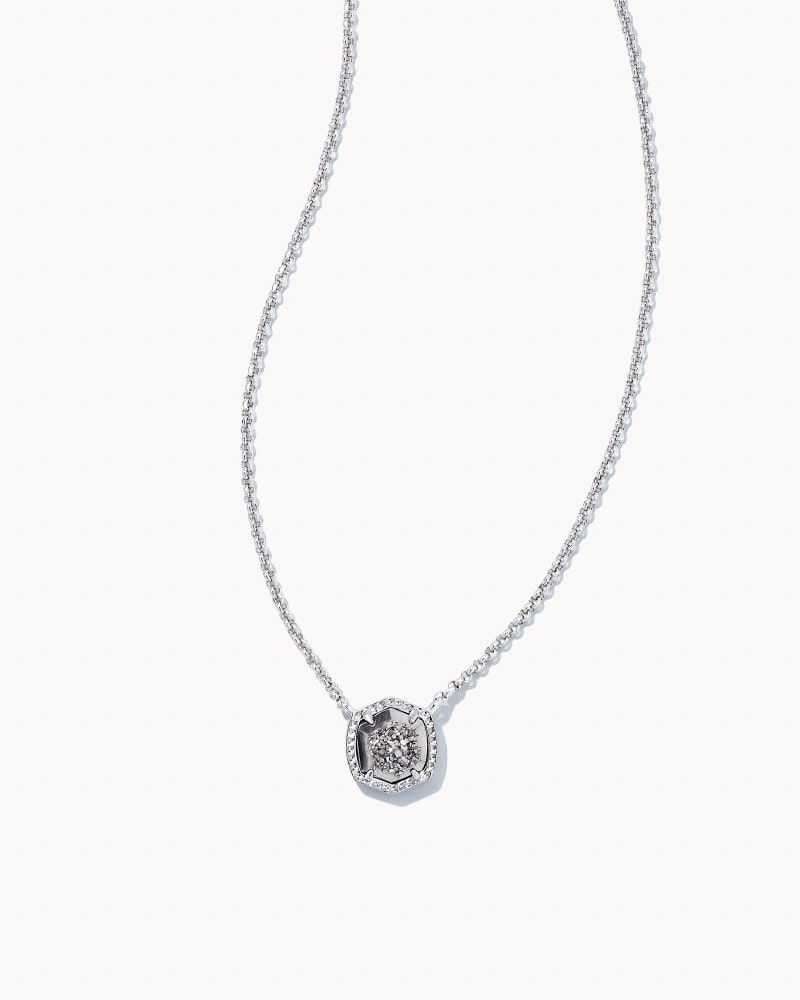 Elisa Silver Cat Pendant Necklace in Platinum Drusy | Kendra Scott