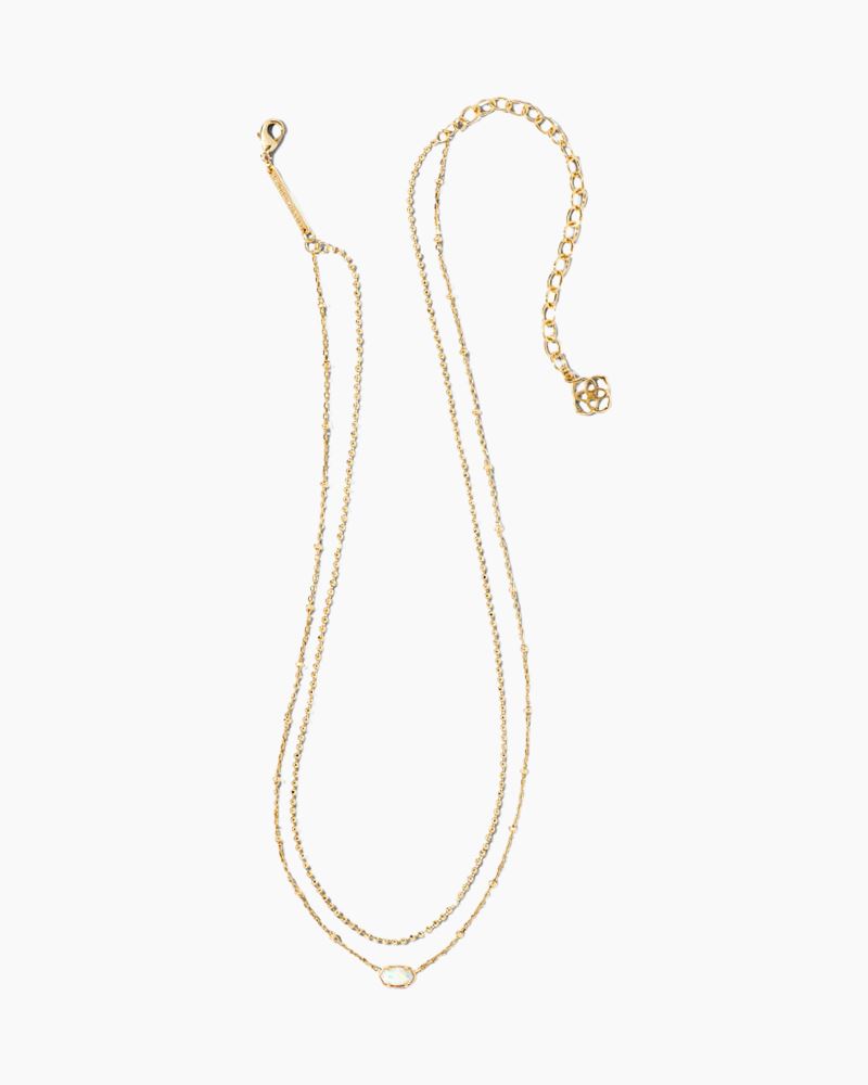 Kendra Scott Emilie Gold Tone Multi Strand Necklace in White Kyocera Opal |  9608800136 | Borsheims