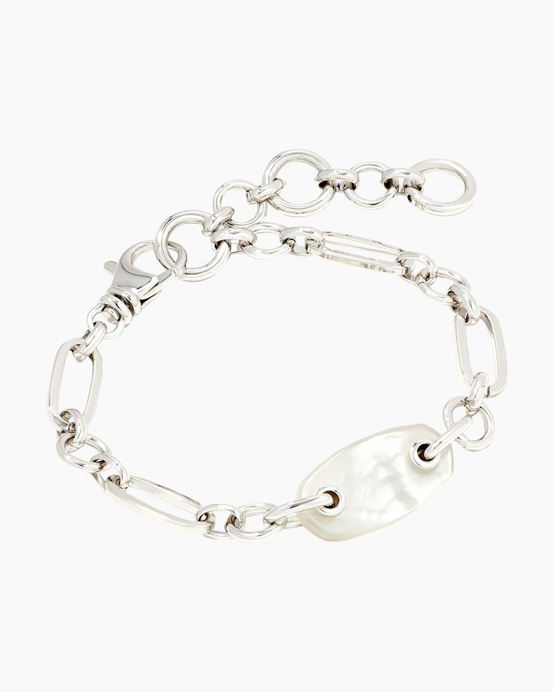 Grayson Silver Stretch Bracelet in Ivory Mother-of-Pearl