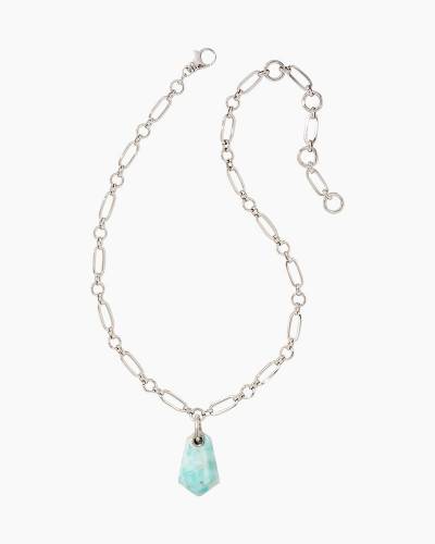 Kendra Scott Ashlyn Silver Long Pendant Necklace in Teal Quartzite