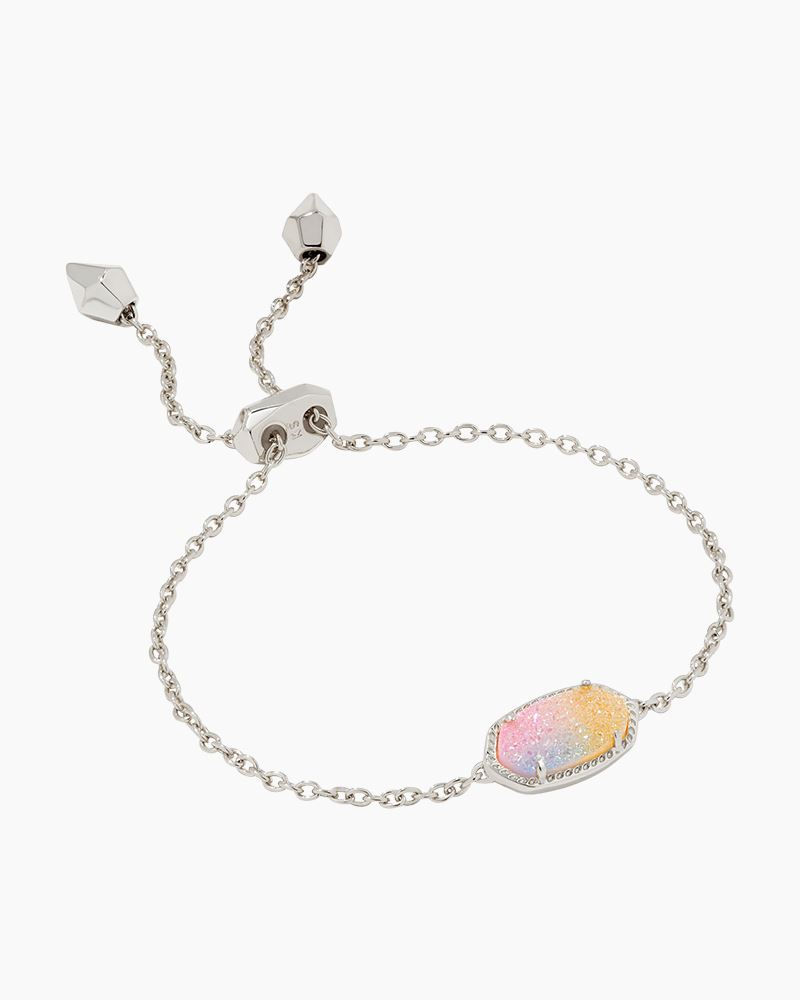 Kendra Scott Elaina Silver Adjustable Chain Bracelet in Pink