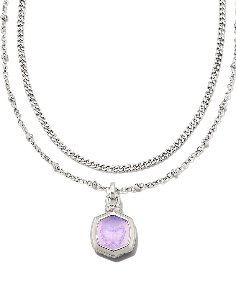 Kendra Scott Davie Intaglio Silver Multi Strand Necklace in Lavender  Opalite Illusion