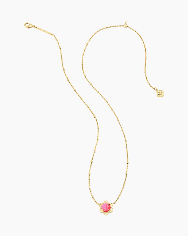 Kendra Scott Susie Gold Short Pendant Necklace in Hot Pink Kyocera
