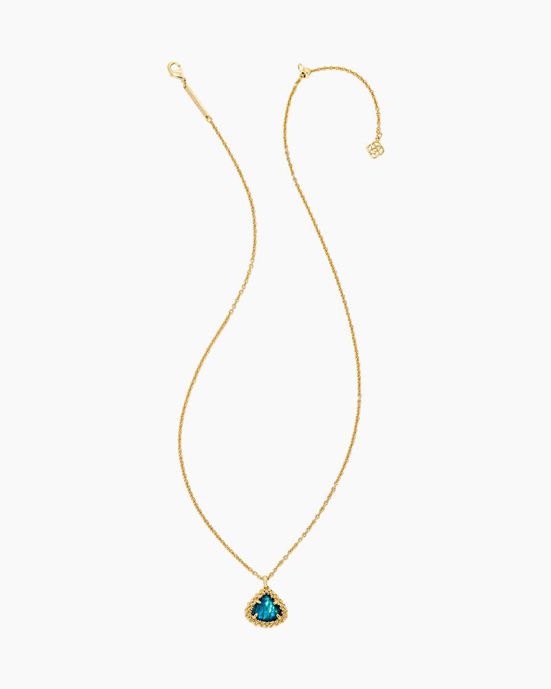 Pumpkin Gold Short Pendant Necklace in Orange Mother-of-Pearl | Kendra Scott