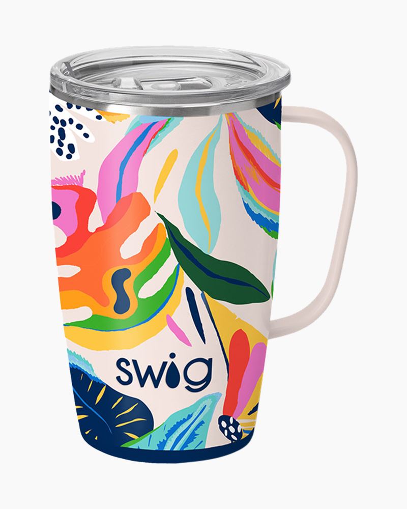 Swig Life Travel Mug with Handle - Pretty in Plaid Insulated Stainless Steel - 18oz - Dishwasher Safe with A Non-Slip Base