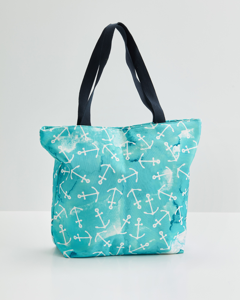 Let at forstå smør overraskende Elegant Essence Anchor Pattern Beach Tote in Mint and White | The Paper  Store