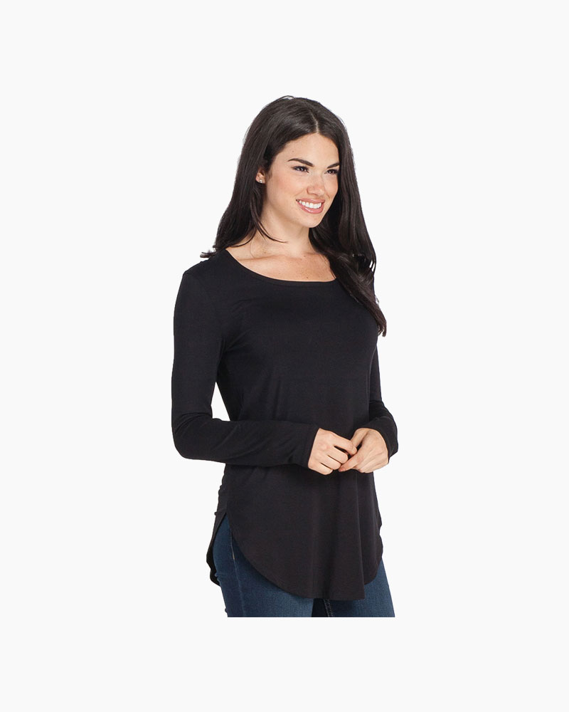 Mia + Tess Designs ™ Basic Scoop Neck Tee in Black | The Paper Store