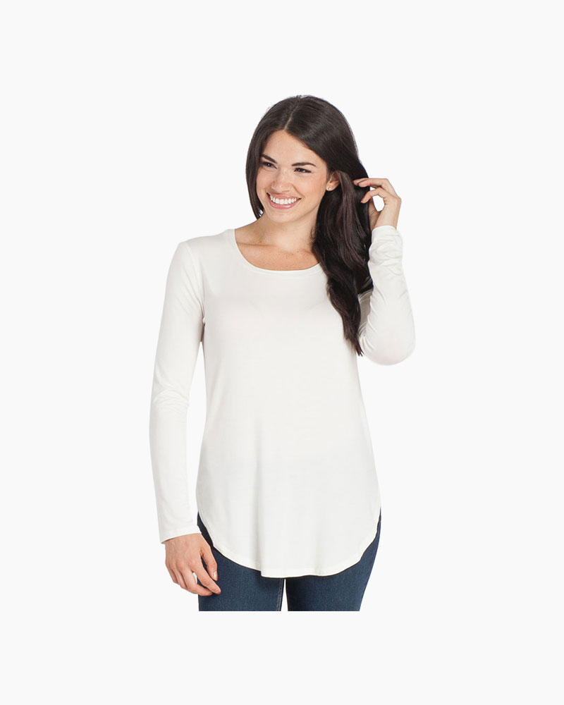 Mia + Tess Designs ™ Basic Scoop Neck Tee in Ivory | The Paper Store